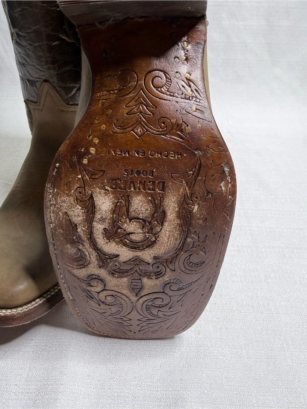 Denver Mountain Men’s Western Cowboy Boots Floral Embroidered Leather 10.5